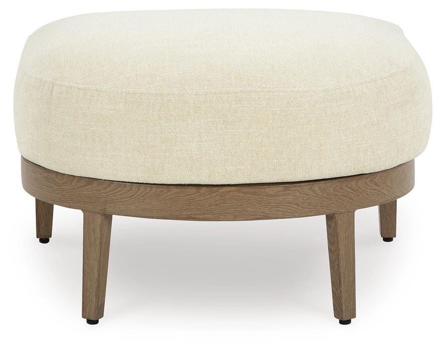 Signature Design Dark Brown/White Ottoman with Cushion