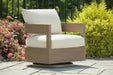 Signature Design Dark Brown/White Swivel Glider Chair w/Cushion