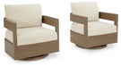 Signature Design Dark Brown/White Swivel Glider Chair w/Cushion