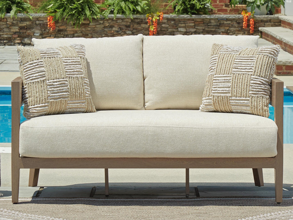 Signature Design Dark Brown/White Loveseat w/Cushion