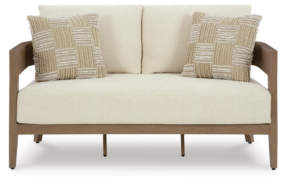 Signature Design Dark Brown/White Loveseat w/Cushion