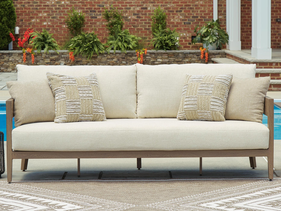 Signature Design Dark Brown/White Sofa with Cushion