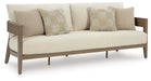 Signature Design Dark Brown/White Sofa with Cushion