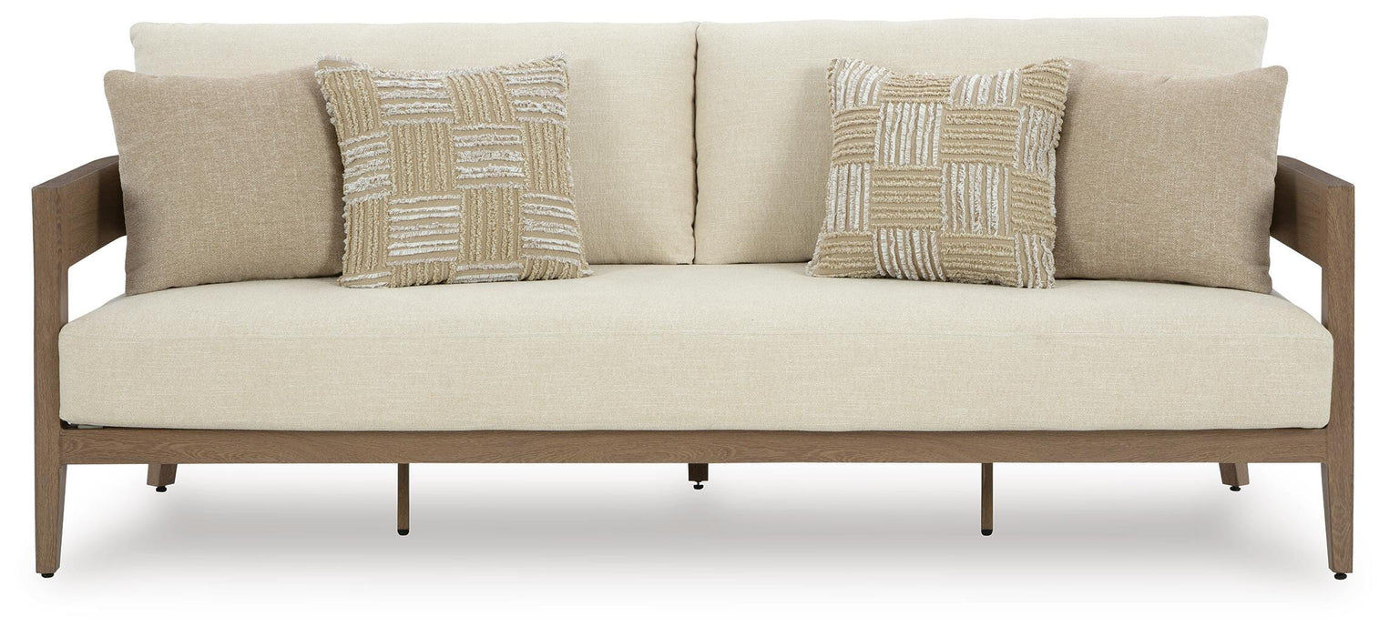 Signature Design Dark Brown/White Sofa with Cushion