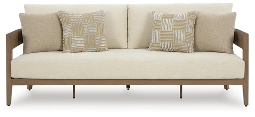 Signature Design Dark Brown/White Sofa with Cushion