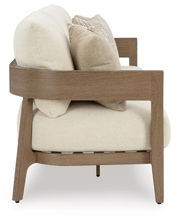Signature Design Dark Brown/White Sofa with Cushion