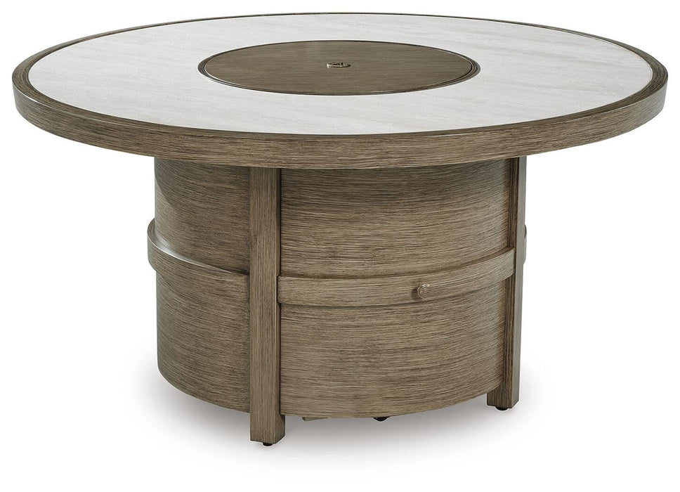 Signature Design Beige Round Fire Pit Table