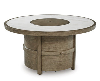 Signature Design Beige Round Fire Pit Table