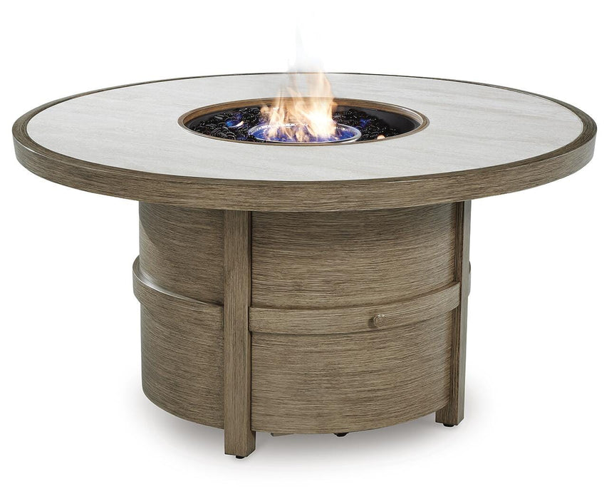Signature Design Beige Round Fire Pit Table
