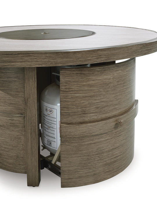 Signature Design Beige Round Fire Pit Table