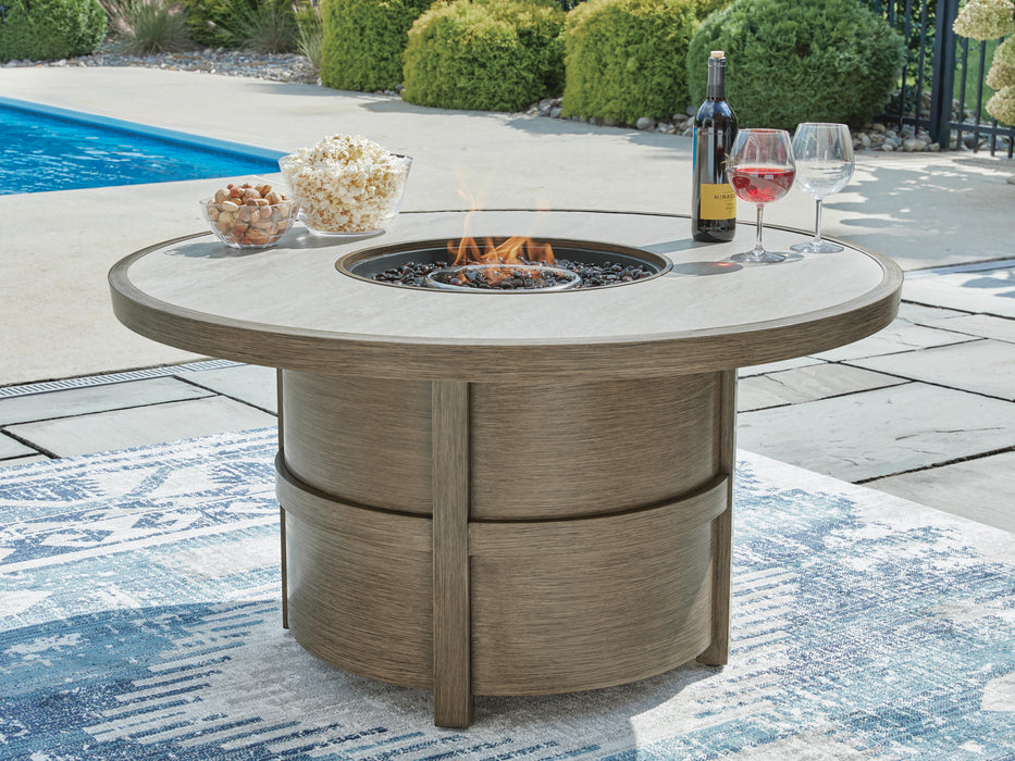 Signature Design Beige Round Fire Pit Table