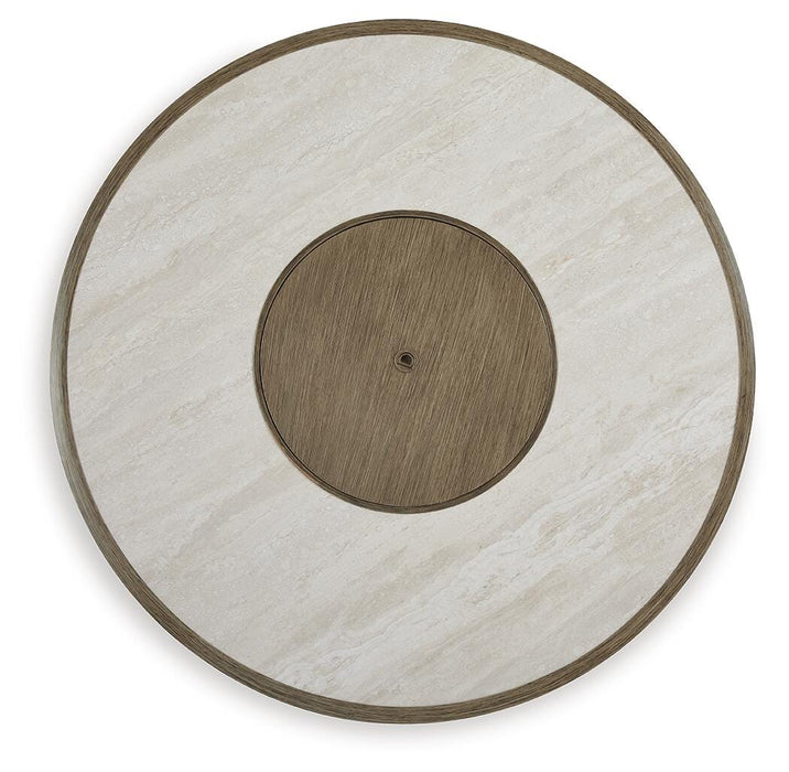 Signature Design Beige Round Fire Pit Table