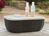 Signature Design Beige/Dark Brown Rectangular Cocktail Table