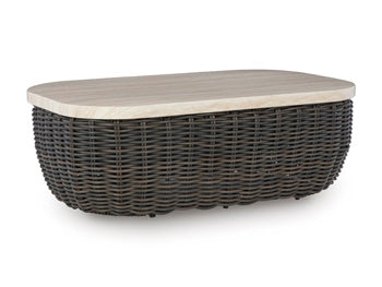 Signature Design Beige/Dark Brown Rectangular Cocktail Table