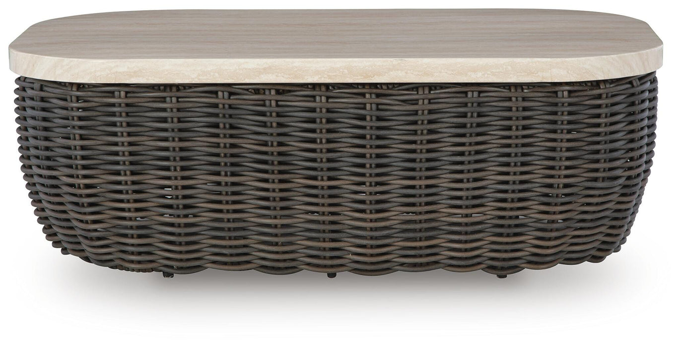 Signature Design Beige/Dark Brown Rectangular Cocktail Table