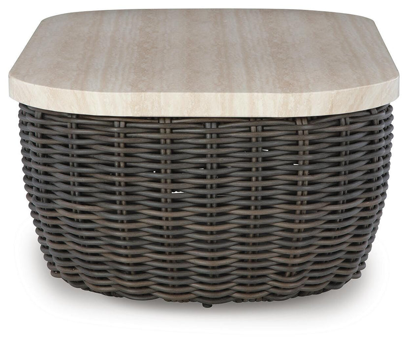 Signature Design Beige/Dark Brown Rectangular Cocktail Table