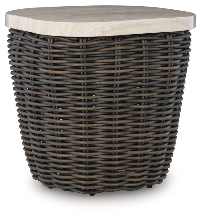 Signature Design Beige/Dark Brown Square End Table