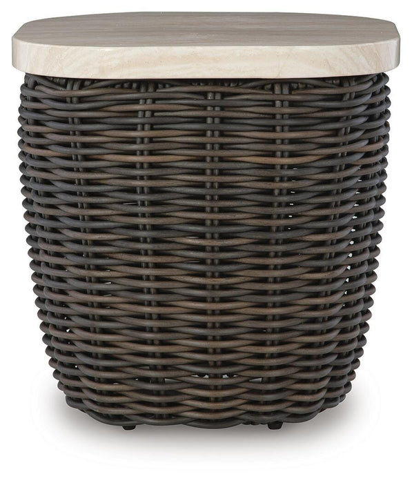Signature Design Beige/Dark Brown Square End Table