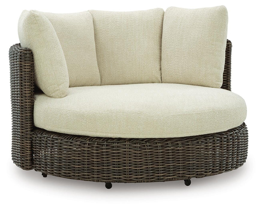 Signature Design Beige/Dark Brown Swivel Lounge Chair w/Cushion