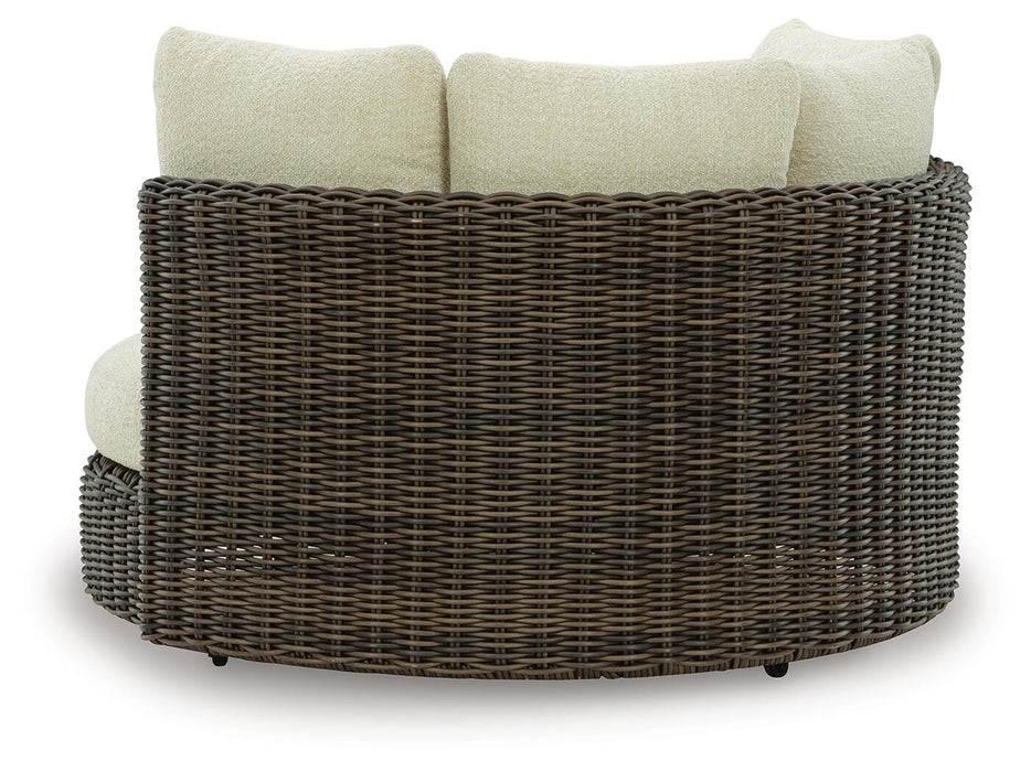 Signature Design Beige/Dark Brown Swivel Lounge Chair w/Cushion