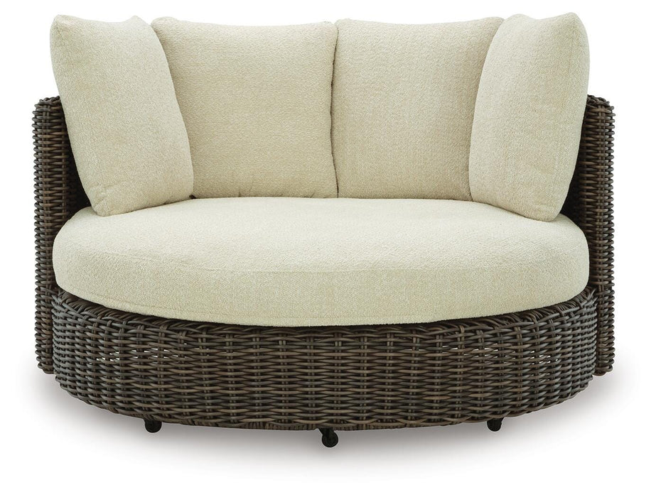 Signature Design Beige/Dark Brown Swivel Lounge Chair w/Cushion