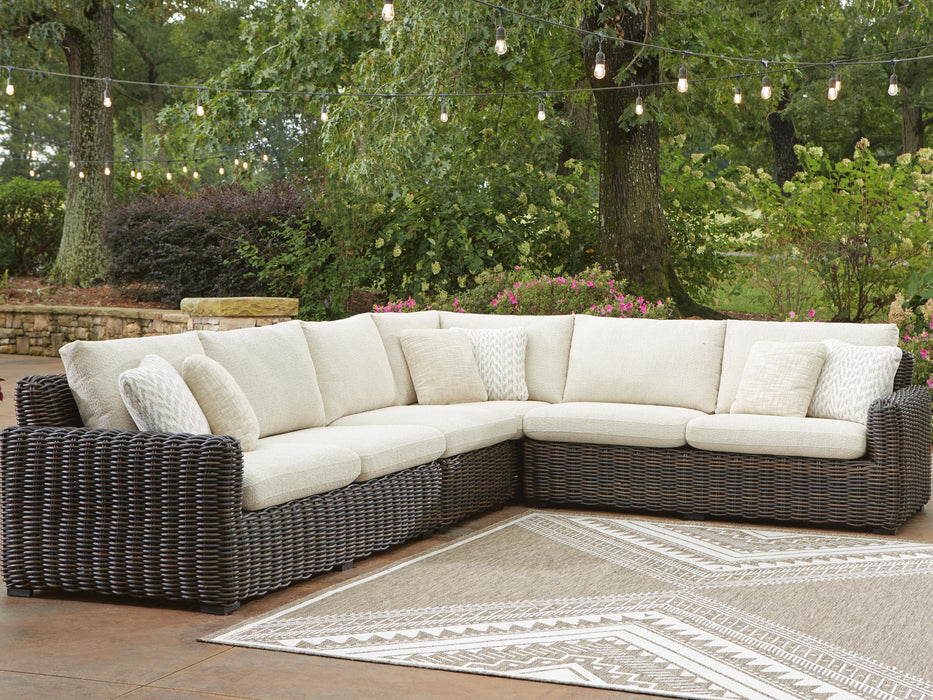 Signature Design Beige/Dark Brown 4-Piece Outdoor Sectional