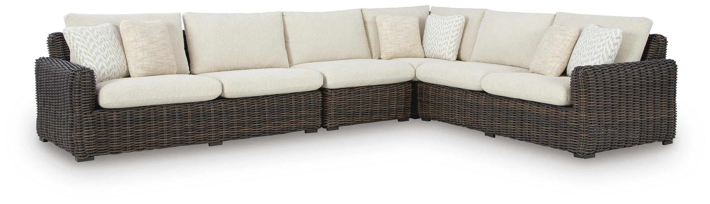 Signature Design Beige/Dark Brown 4-Piece Outdoor Sectional