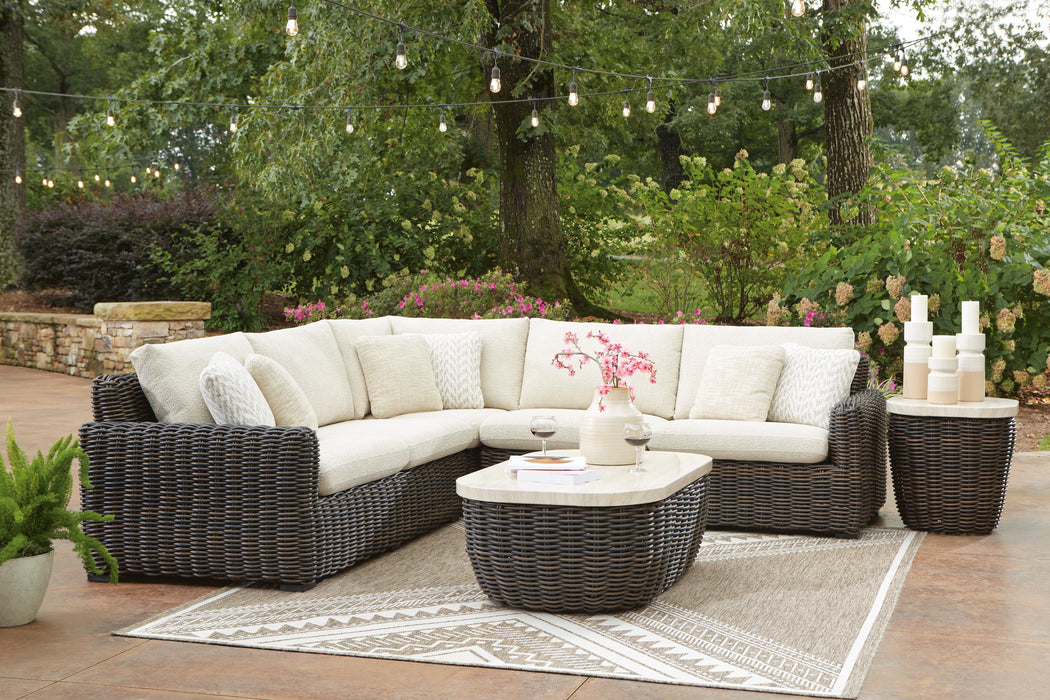 Signature Design Beige/Dark Brown 3-Piece Outdoor Sectional