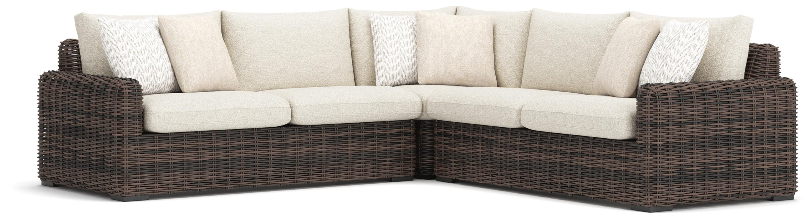 Signature Design Beige/Dark Brown 3-Piece Outdoor Sectional