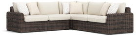 Signature Design Beige/Dark Brown 3-Piece Outdoor Sectional