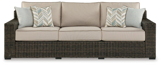 Signature Design Brown Sofa with Cushion