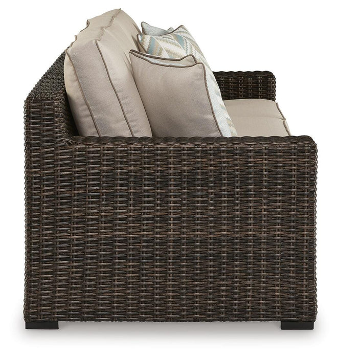 Signature Design Brown Sofa with Cushion