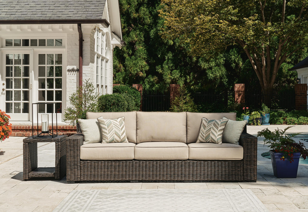 Signature Design Brown Sofa with Cushion