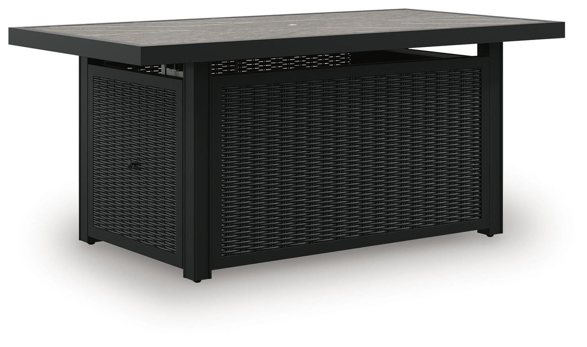 Signature Design Black/Light Gray Rectangular Fire Pit Table