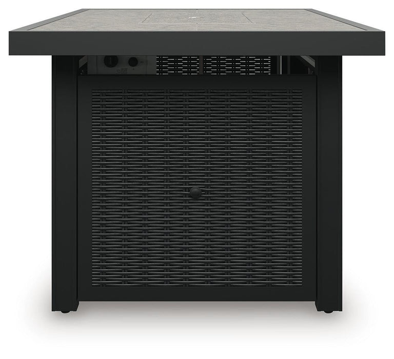 Signature Design Black/Light Gray Rectangular Fire Pit Table