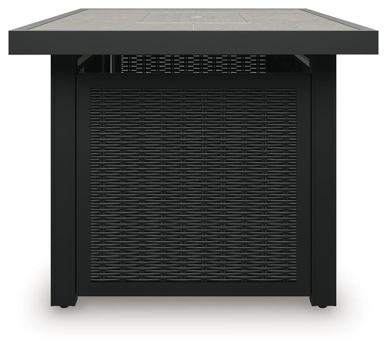 Signature Design Black/Light Gray Rectangular Fire Pit Table