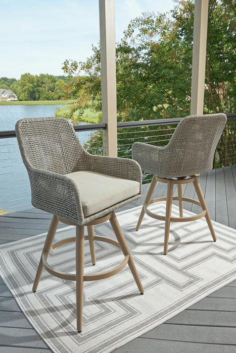Signature Design Beige/Gray Barstool with Cushion (2/CN)