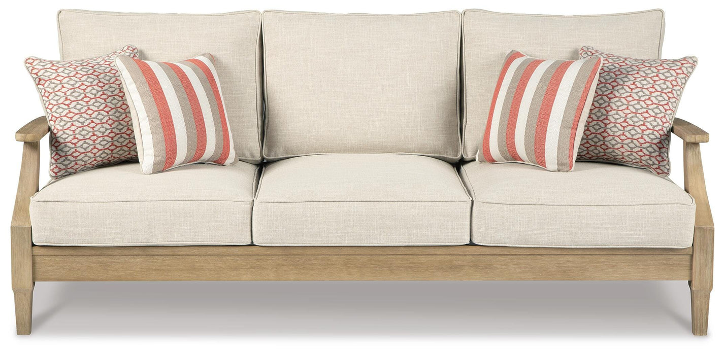 Signature Design Beige Sofa with Cushion