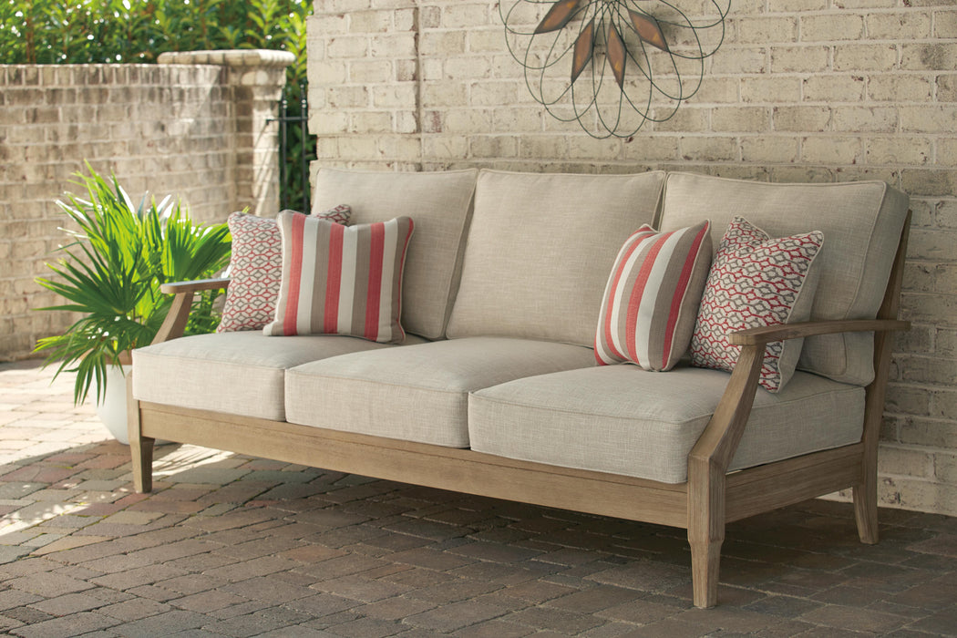 Signature Design Beige Sofa with Cushion