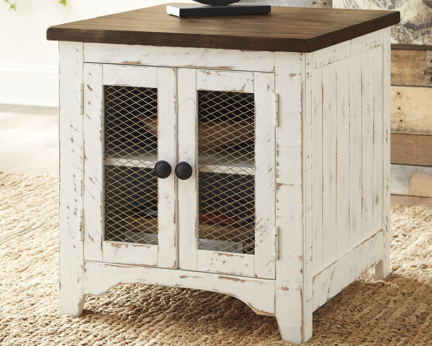 Signature Design White/Brown Rectangular End Table
