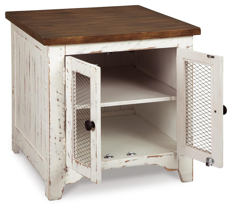 Signature Design White/Brown Rectangular End Table