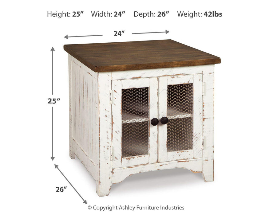Signature Design White/Brown Rectangular End Table