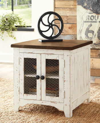 Signature Design White/Brown Rectangular End Table