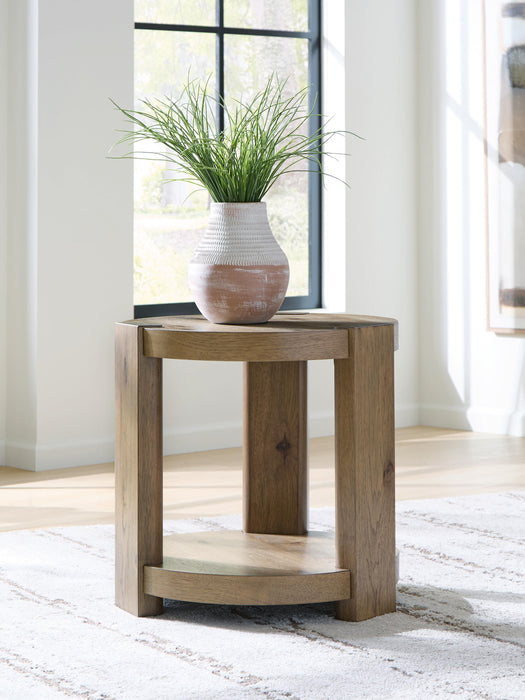 Signature Design Light Brown Round End Table