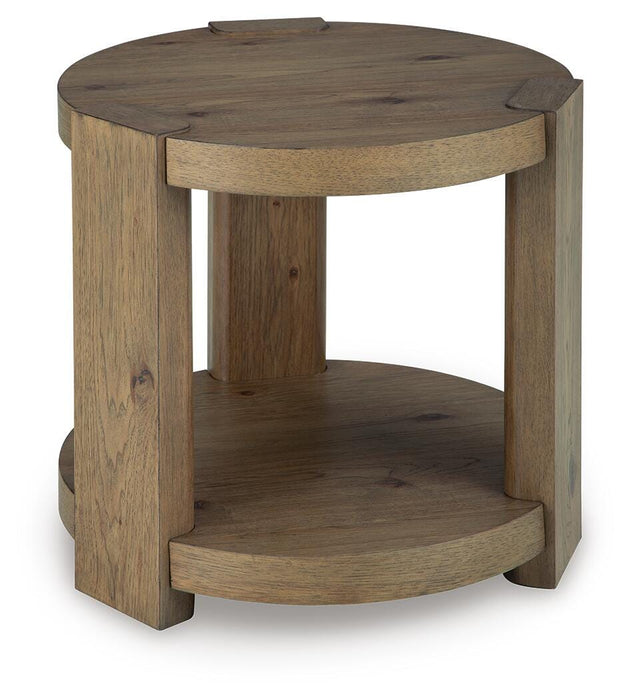 Signature Design Light Brown Round End Table