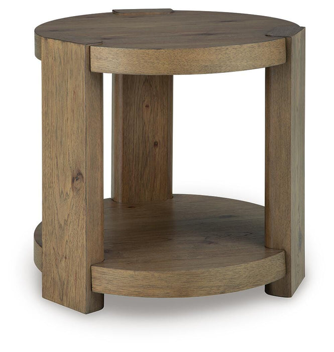 Signature Design Light Brown Round End Table