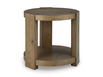 Signature Design Light Brown Round End Table