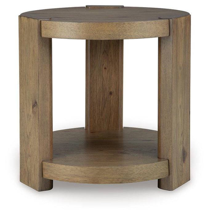 Signature Design Light Brown Round End Table