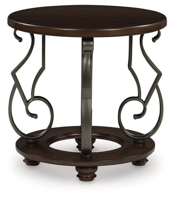 Signature Design Dark Brown Round End Table