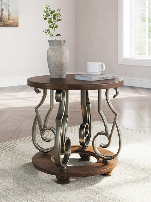 Signature Design Dark Brown Round End Table